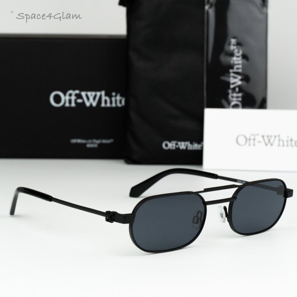 Off-White Women Sunglasses Black Grey Oval OERI123 VAIDEN 1007 NEW AUTHENTIС